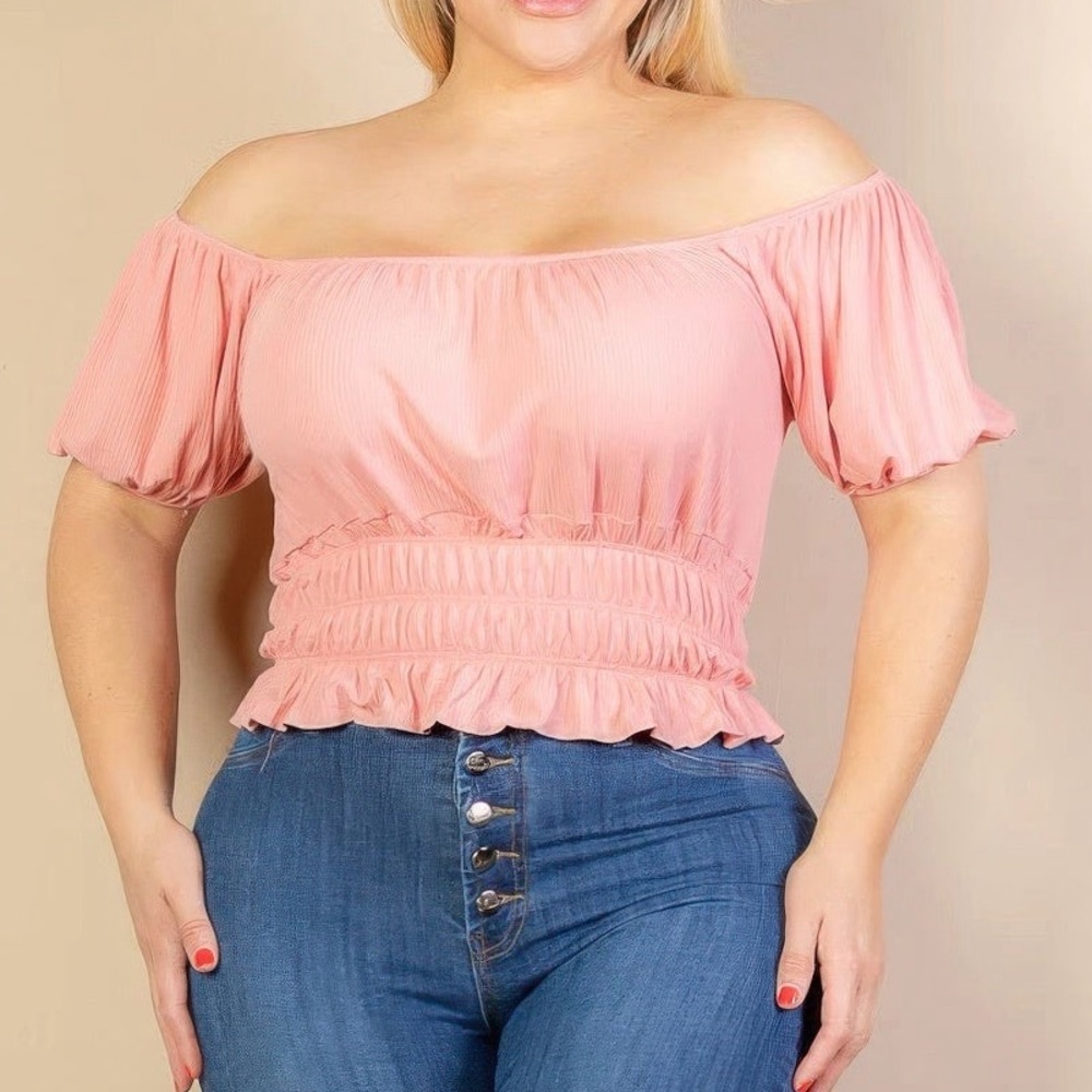 Casual Ruched Ribbed Knit Solid Top